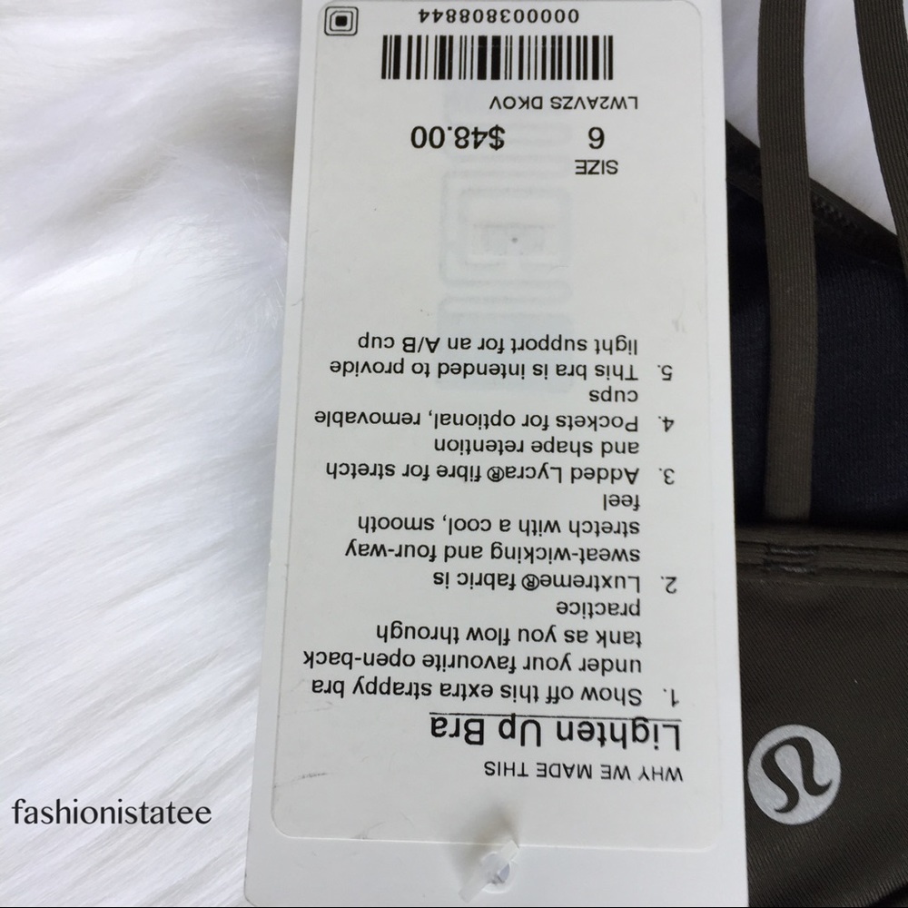NWT lululemon lighten up bra dark olive green pads - Picture 2 of 4